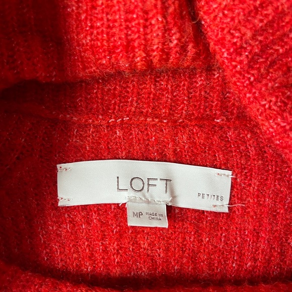 LOFT Cowl Neck Tamale Red Orange Sweater Dress | Medium Petite | Worn Once - Picture 6 of 6